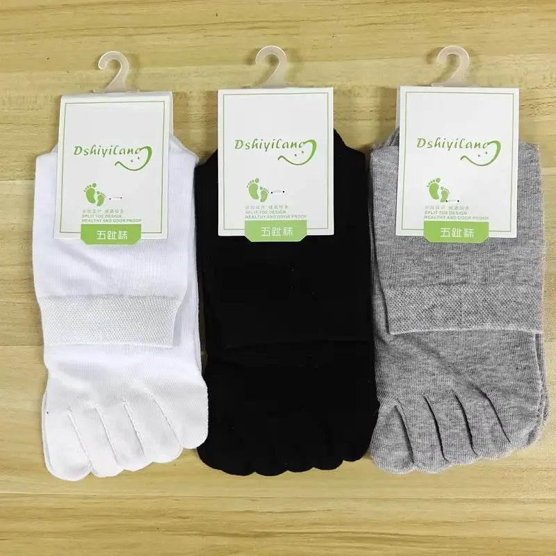 Unisex Toe Socks Men and Women Five Fingers Socks Breathable Cotton Socks Sports Running Solid Color Black White Grey happy Soks - Matrix Studios