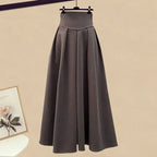 2026 Spring/Autumn New Korean Elegant Splice Fake Two Piece Knitted Sweater Dress Matching Set Women's Chic Pullover Skirt Set - Matrix-studios.com
