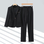 ZJYT Spring Women's Suit Matching Sets Blazers and Pants Set 2 Piece Woman Elegant Chic Trousers Suits Plus Size Brown Outfit - Matrix-studios.com