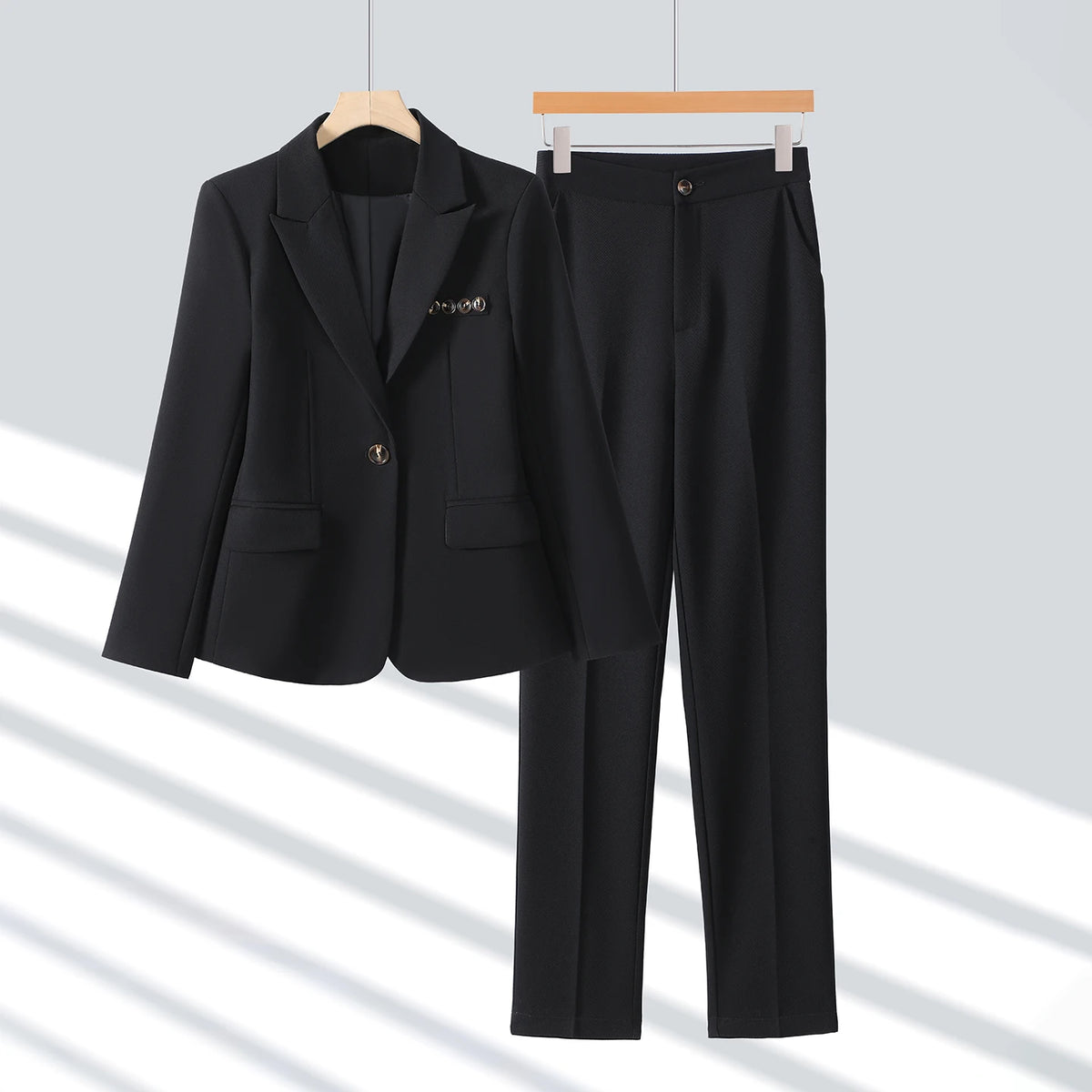 ZJYT Spring Women's Suit Matching Sets Blazers and Pants Set 2 Piece Woman Elegant Chic Trousers Suits Plus Size Brown Outfit - Matrix-studios.com