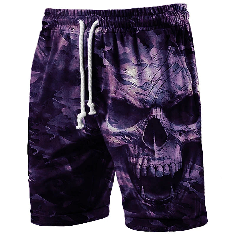 Vintage Skull Pattern Beach Shorts For Men Fashion Summer Cool 3D Print Street Casaul Loose Streetwear Hip Hop Kids Short Pants