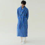 2025 New Autumn/Winter Women's Sleepwear Thick Velvet Warm Robe Couple Coral Velvet Striped Lengthed Home Clothes Bathrobe - Matrix-studios.com