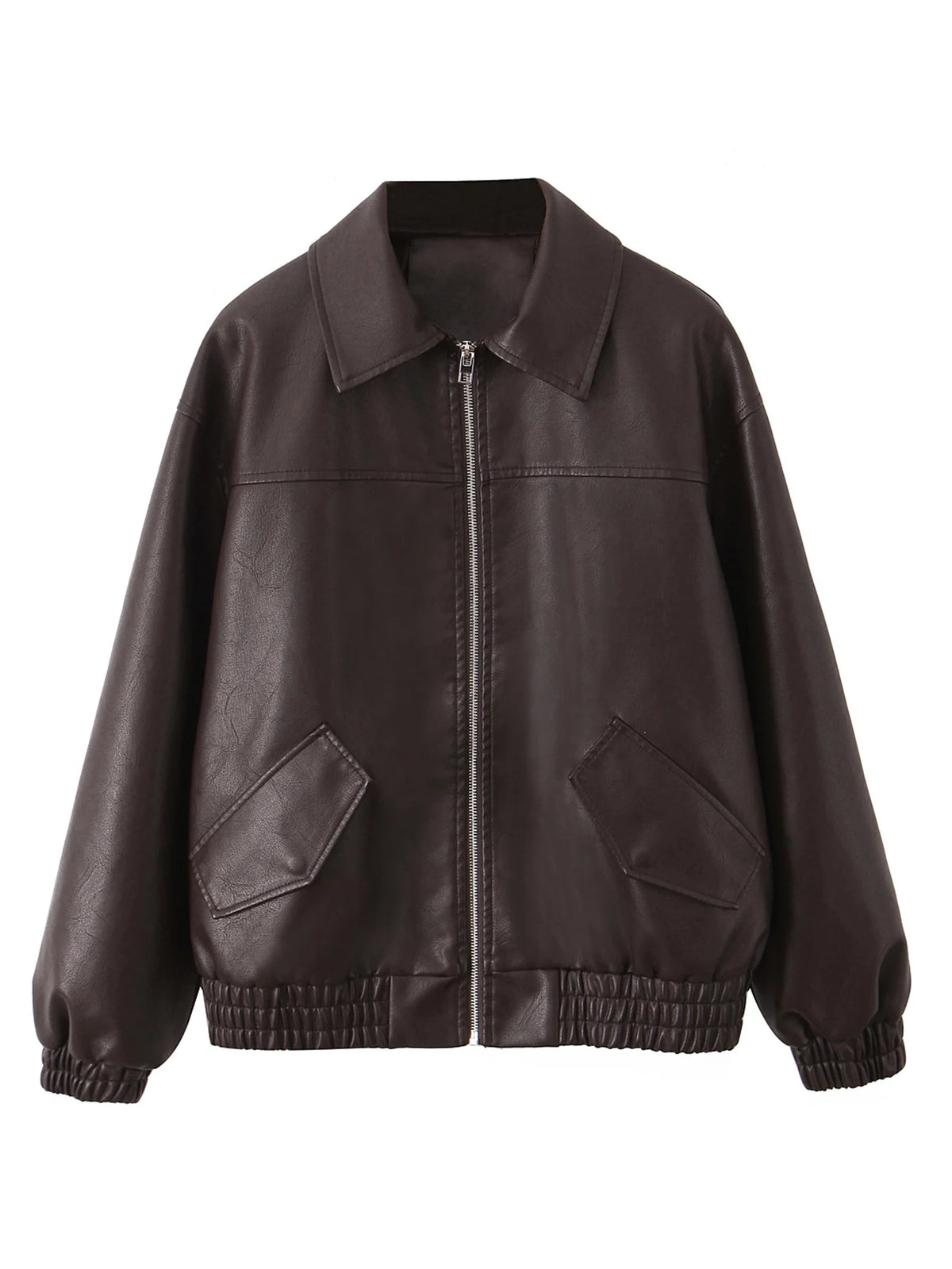 Ailegogo Streetwear Women Retro Loose Short Pu Faux Leather Jacket Spring Autumn Female Zipper Coat Vintage Moto Biker Outwear - Matrix Studios