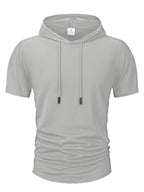 Summer Men's Hooded Sweatwear Casual Short Sleeve Loose T-shirt Solid Color Lightweight Hoodie Fitness Breathable Tops - Matrix Studios