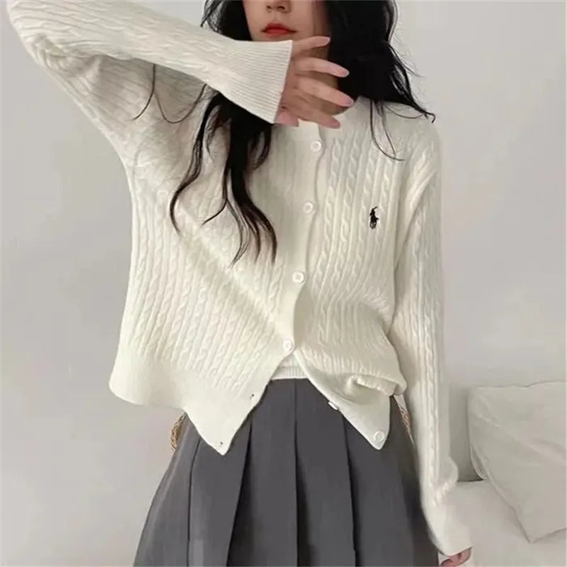 Knitted Cardigan Two-piece Set Spring and Autumn Thickened Sweater Suspender Top Sweater Vest Student Coat White Cardigan Pink - Matrix Studios