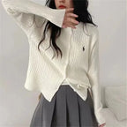 Knitted Cardigan Two-piece Set Spring and Autumn Thickened Sweater Suspender Top Sweater Vest Student Coat White Cardigan Pink - Matrix Studios