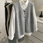 Retro Two-button New Knitted Vest for Women in Spring and Autumn Sleeveless Slit Sweater Vest - Matrix Studios