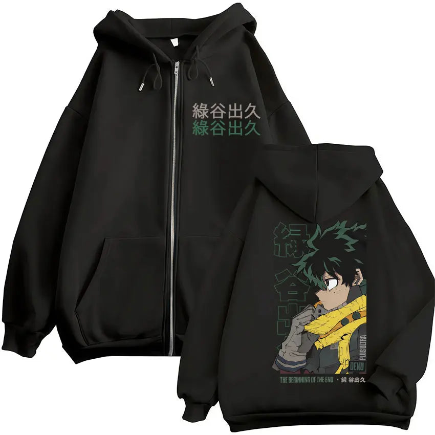 Japan Anime My Hero Academia Zip Up Hoodies Harajuku Fashion Manga Vintage Sweatshirt Men Women Fleece Oversized Tracksuit Coats - Matrix Studios