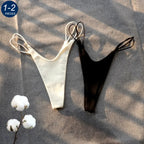 1/2 Pcs Brazilian Women Cotton Thong Underwear Sexy Panties Female Underpants Solid Color G-string Pantys - Matrix Studios