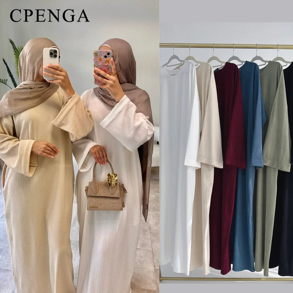 Warm Arabic Corduroy Abaya Dress for Women Ramadan Dubai Women Modest Muslim Coat Winter Islam Clothing New Turkey Solid Robe - Matrix-studios.com