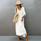 Plus Size Womens Caftan Plus Size Kaftans Casual V Neck Caftans Long Soft Beach Maxi Dress for Summer - Matrix Studios