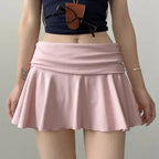 Waist-Flipping  Ruched Skirts Prevent Exposure Golf Sports Women Short Dress High Elasticity Athletic Short High Waist Skirt - Matrix-studios.com