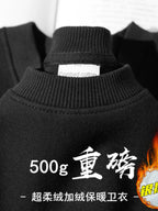 2026 Burgundy 500g Heavyweight Fleece-Lined Crew Neck Sweatshirt Unisex Autumn Winter Base Shirt Pullover Loose Top - Matrix Studios