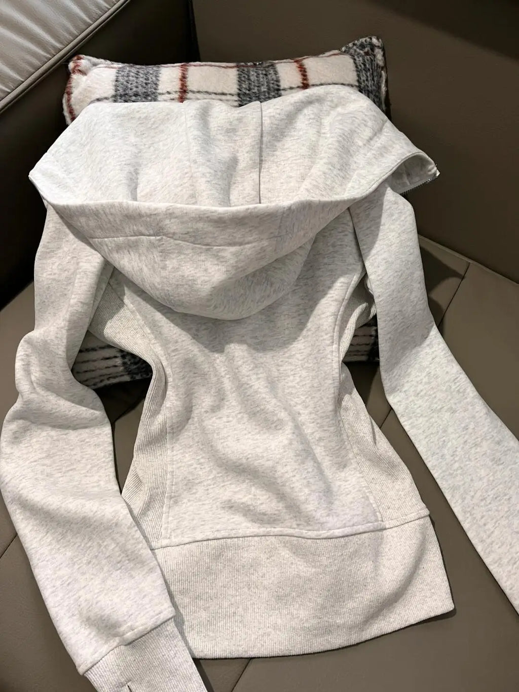 American Grey Shoulder Slim Fit Hoodie Coat For Women Spring Autumn Wear New Collection Hoodie Zipper Style Grey Jacket Top - Matrix Studios