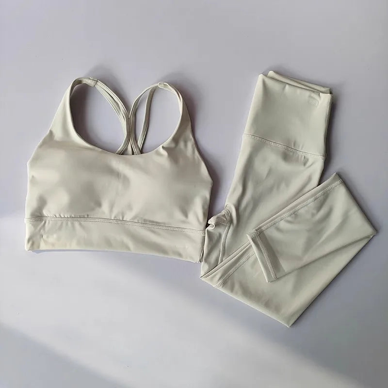 Women Breathable Yoga Set 2pcs Sport Suit Gym Wear Workout Clothes Gym Crop Top High Waist Legging Fitness Bra Set Sports Suits - Matrix-studios.com