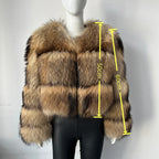 BEIZIRU Women's Real Raccoon Fur Coat Winter Long Sleeve Hooded Jacket with Turndown Collar Natural Luxury Thick Top - Matrix Studios