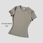 Quick-Drying Gym Leggings Set Sport Suit Short Sleeve Breathable Stretchy Slim Fitness Active Top Tight Gym Set - Matrix-studios.com