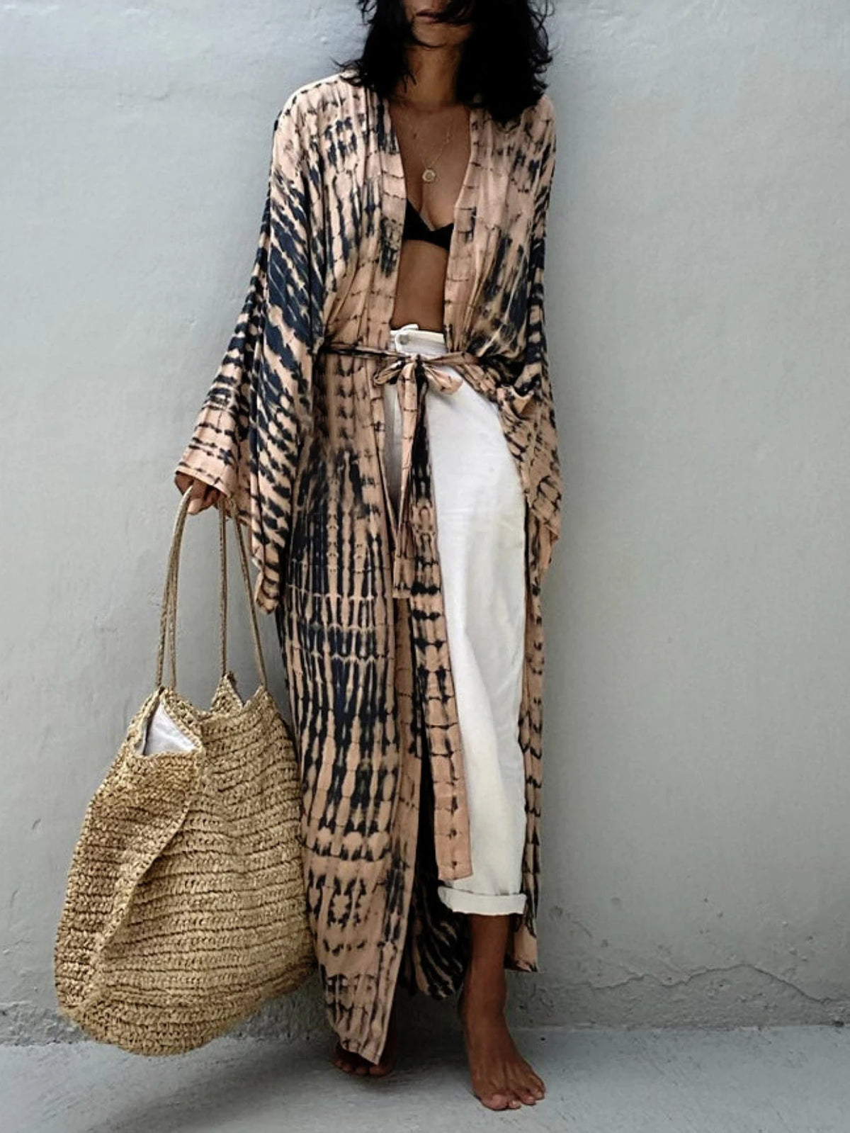 Women's Summer Kaftan Robe Cardigan Ethnic Style Printed Kimono Beach Vacation Casual Loose Large Size Cardigan Bikini Swimsuit - Matrix Studios