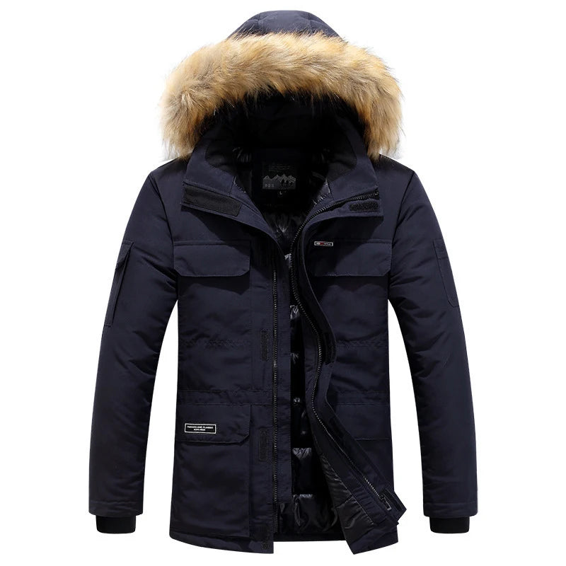 Winter Men Fur Hooded Parkas Man Snow Mountain Ski Thermal Coats Men -30 Degree Thicken Warm Down Padded Jackets Clothing - Matrix Studios