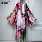 WINYI Summer Bohemian Kimono Beach Cover-Up Swim Suit Elegant African Women Boho Cardigan Sexy Holiday Long Sleeve Beach Dress - Matrix Studios