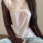 Korea Chic Gentle Women Sexy Knit Cardigan Spice Girls Elegant Slim Pure Desire Jumper Short Polka Dot Sling All-match Set Tanks - Matrix Studios