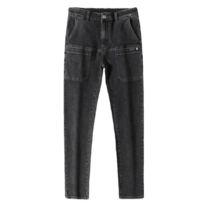 Spring Summer Thin Six Pocket Men's Jeans Elastic Straight Leg Casual Slim Fit Jeans Versatile Multi-Pocket Long Y2K Denim Pants - Matrix Studios