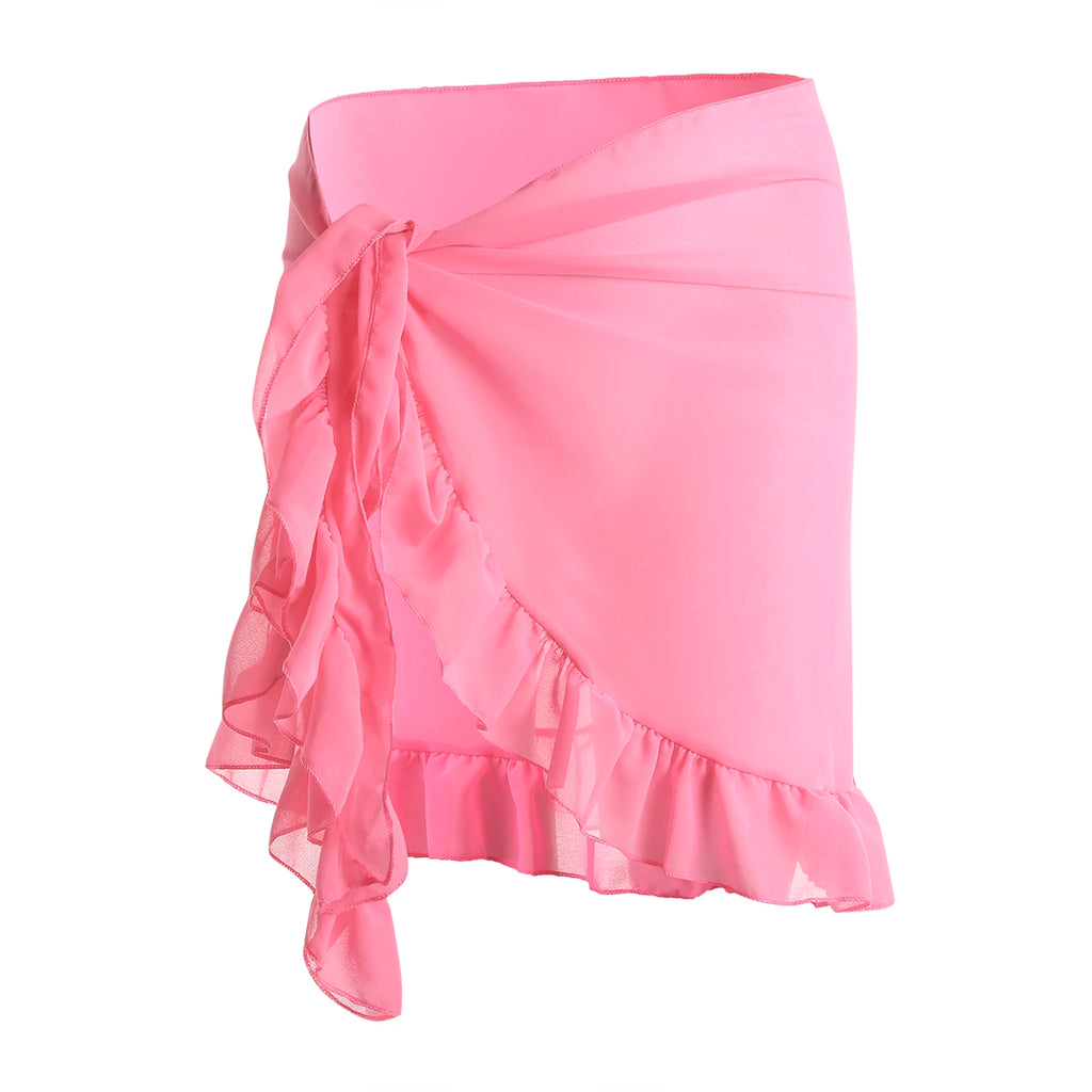 Yiiciovy 2023 Women Cover-Ups Skirts Chiffon Swimwear Pareo Scarf Bikini Cover-Ups Wrap Kaftan Sarong Beach Sexy Skirts 9 Colors - Matrix Studios