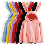 2025 autumn and winter new women's clothing Harajuku Wei hooded rabbit hoodie solid color loose casual women's top women's coat - Matrix Studios