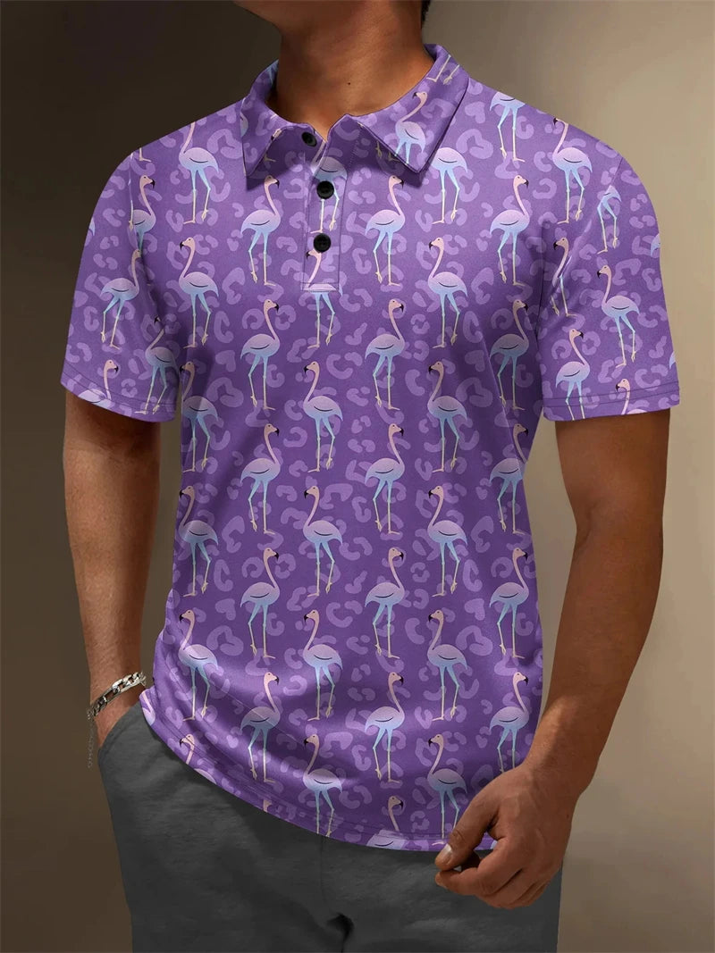 2025 New 3d Print Flamingo Graphic Polo Shirts For Men Women Short Sleeve Golf Shirts Fashion Street Polo Shirt Hawaiian Tops - Matrix-studios.com