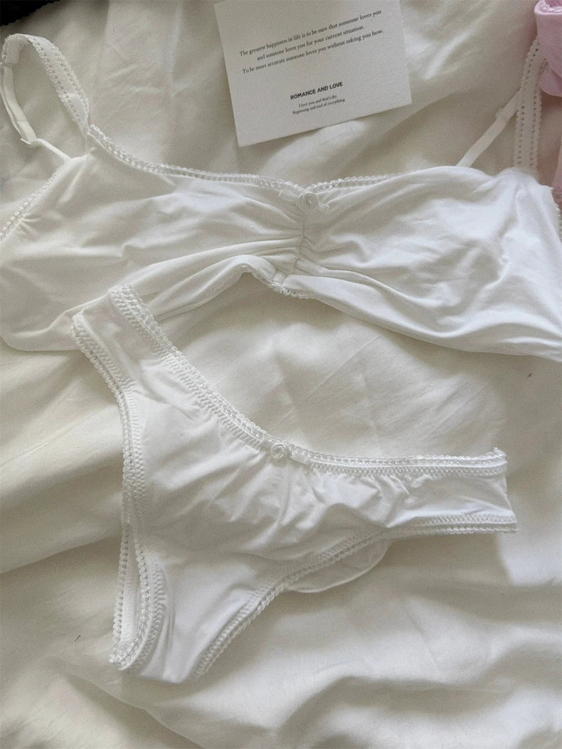 Lace Bra Set Woman Adjusted-strap Seamless Bras+Low Waist Panties Female Casual Simple Solid High Elasticity Lingerie Sets - Matrix-studios.com