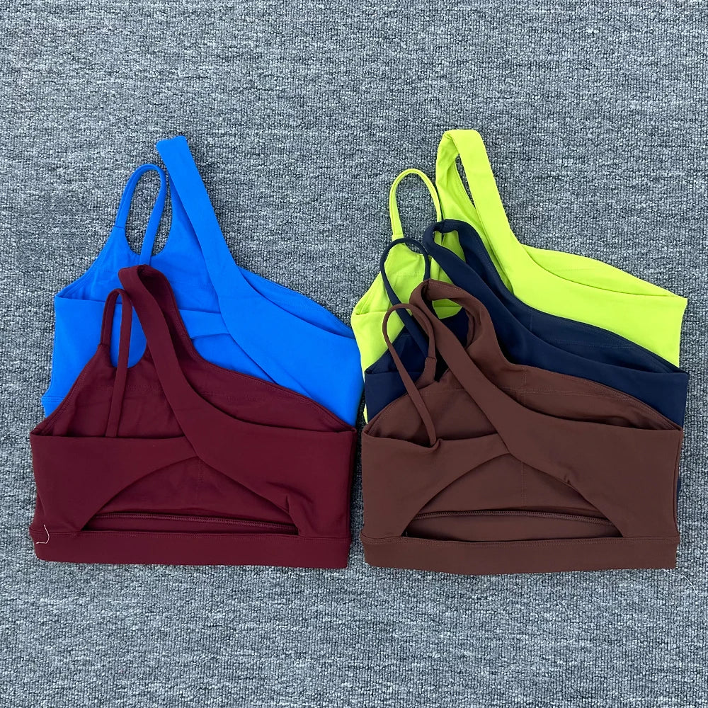 Women Shockproof Sport Bra Women's Beautiful Back Gym Sports Underwear Women Oblique Shoulder Straps Running Fitness Yoga Bra ﻿ - Matrix Studios