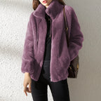 Women Autumn Winter Faux Fur Coats Zipper Cardigan Plush Thick Warm Coat Loose Oversized Outerwear Female Coral Fleece Overcoat - Matrix Studios