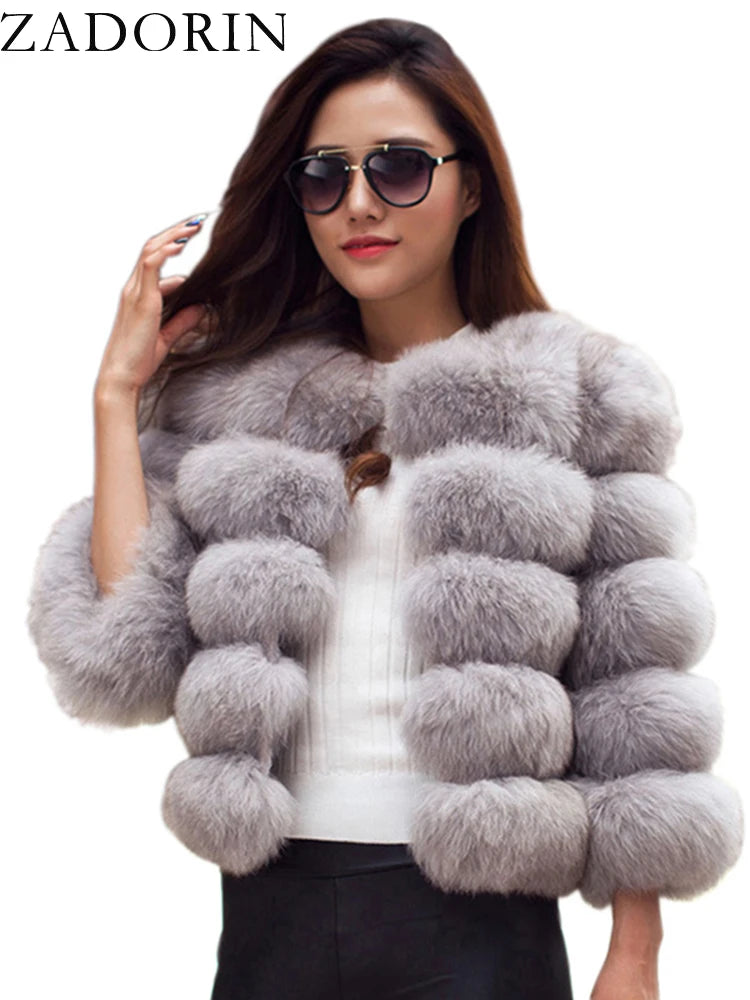 ZADORIN S-6XL Mink Coat Winter Black White Faux Fur Coat Woman Elegant Fluffy Faux Fur Jacket Top Short Fur Coats Woman Clothing - Matrix Studios
