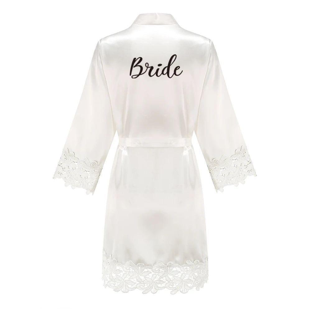 Bridesmaid Robes Rose Gold Bride Robe Wedding Bridesmaid Gift Satin Lace Robe Bridal Dressing Gown Bachelorette Party Pajamas - Matrix-studios.com