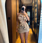 Melphieer 3D Flower Hollow Knitted White Beach Dress Mini Beach Cover up Woman Swimwear Bikini Tunic Beachwear Outfit Sundress - Matrix Studios