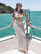 Sexy Summer Knit Cut Out Beach Half Skirt Women Chic Drawstring Fringed Casual Wrap Skirts 2026 Pool Party Swimwear Cover Up K50 - Matrix Studios