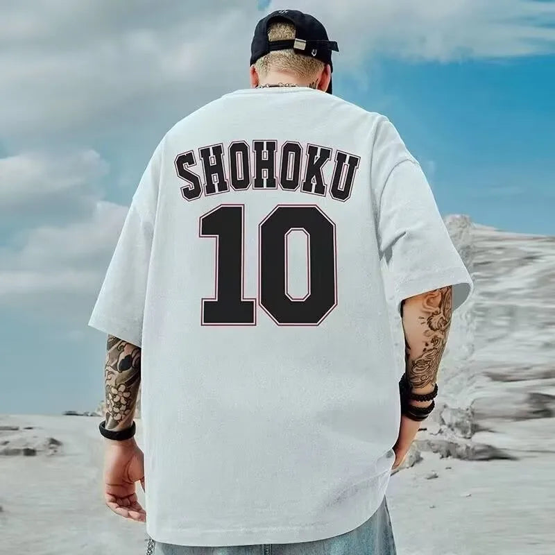 8XL Men Oversize Fashion Loose American Basketball Number ten Print Short Sleeve Round Neck Versatile Trend Couple outfit - Matrix Studios
