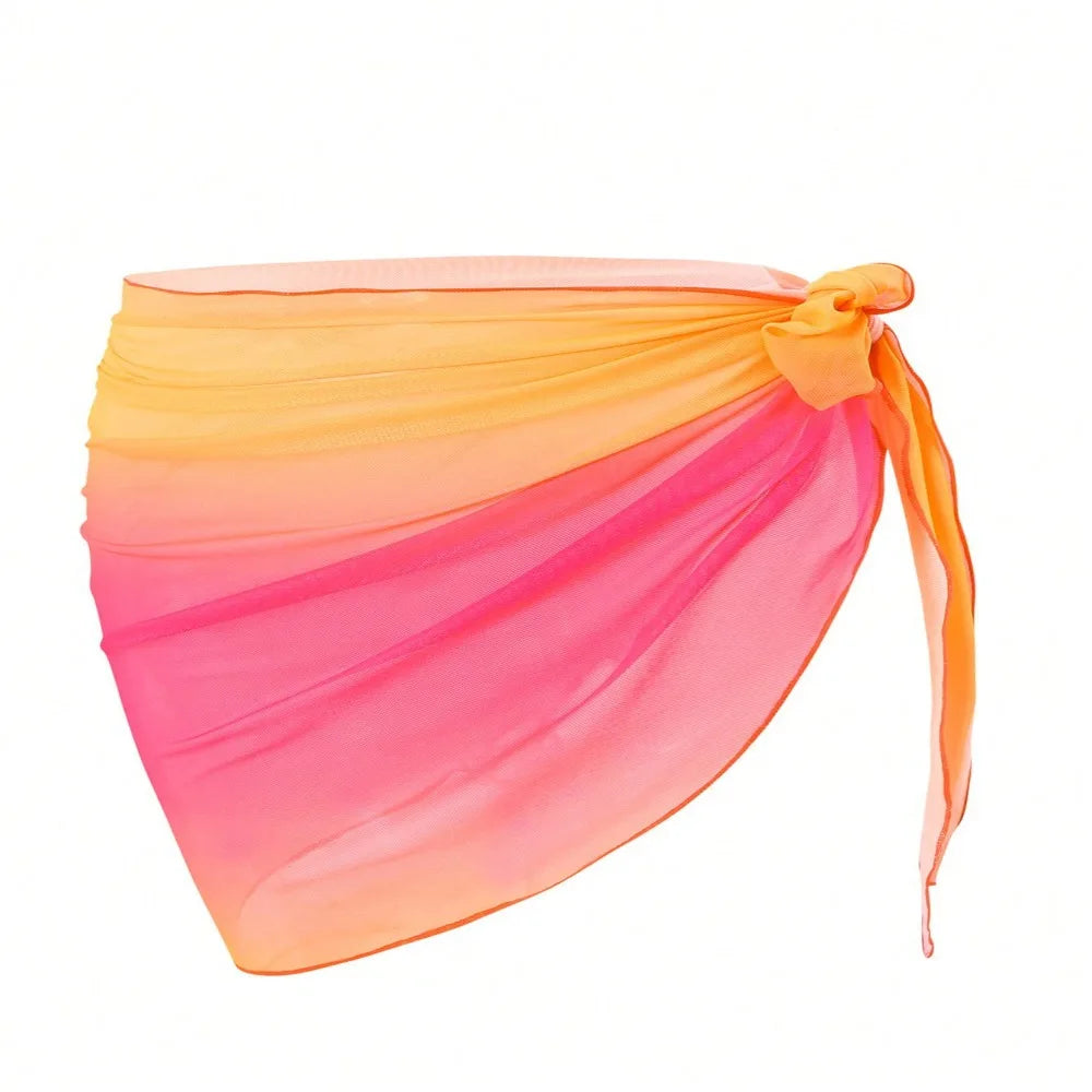Chiffon Material Beach Dress UPF Protection Short Length Sarongs Gradient Color Breathable Quick-Dry Swimsuit Coverups - Matrix Studios