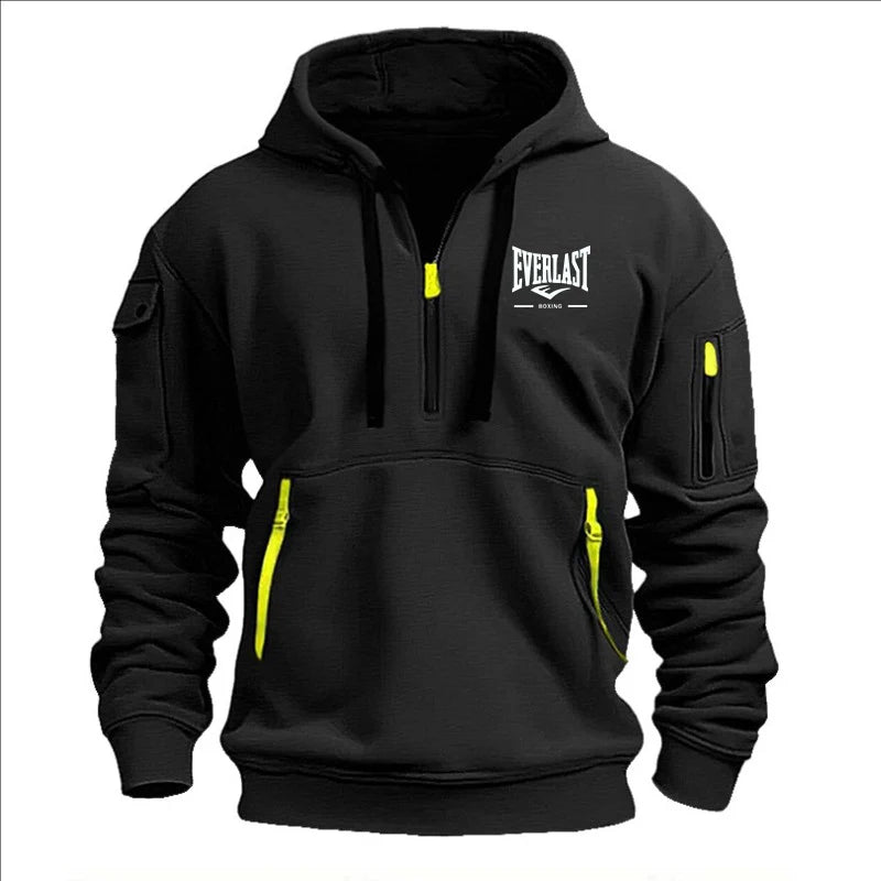 Fashion autumn and winter men's brand clothing multi-zipper design printed hoodie casual sweatshirt loose hooded jumper - Matrix Studios