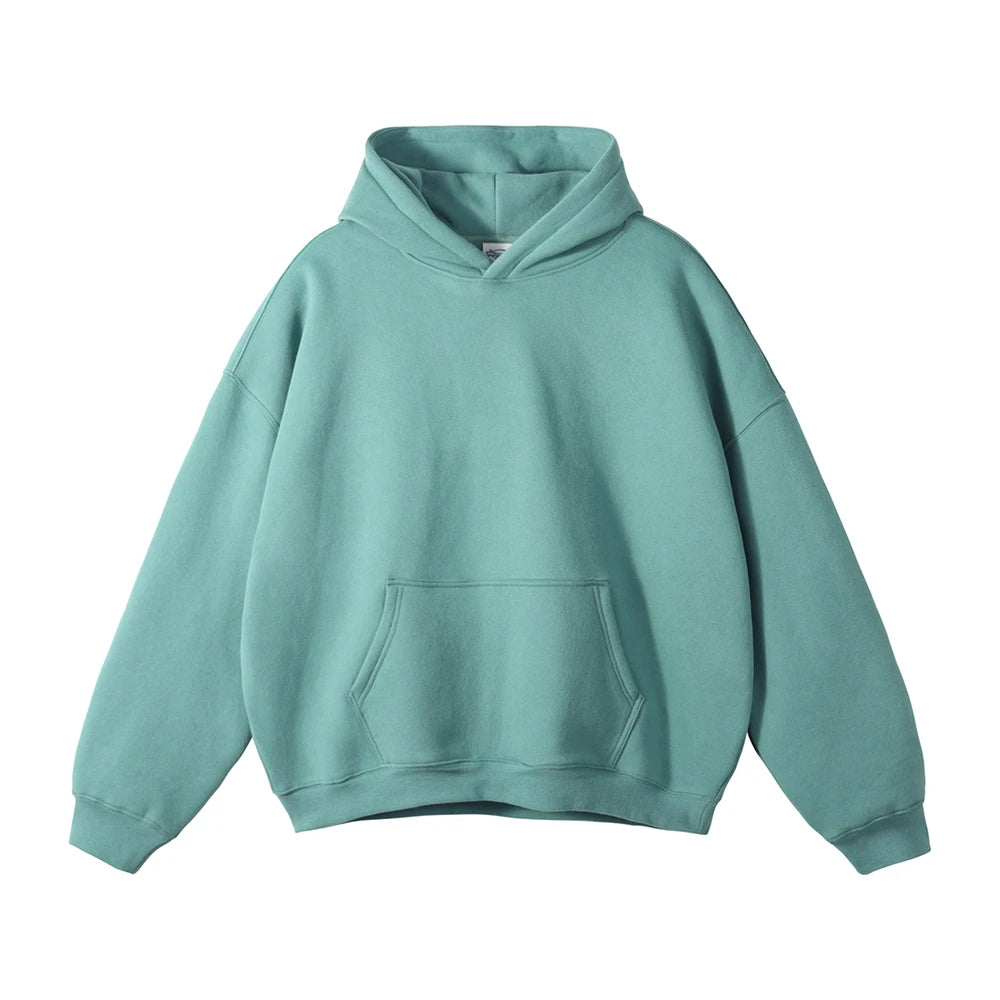 ZODF New Thick 350gsm Fleece Hooded Hoodies For Men Unisex Winter Oversized Loose Basic Solid Sweatshirts Pullovers Coats HY0631 - Matrix Studios