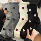 5/10 Pairs Women Heart-Shaped Pattern Middle Tube Socks Fashionable Printing Soft Comfortable Sweat Absorbing Breathable Socks - Matrix Studios