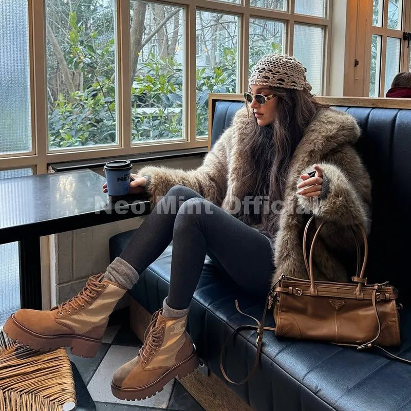Neo Mint Exclusive Women Winter Hooded Faux Fur Coat Chic Street Fashion Girls Fluffy Fox Fur Jacket Thick Warm Shaggy Overcoat - Matrix Studios