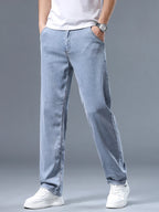 Summer Ultra-thin Men's Jeans Lyocell Soft Breathable Loose Straight Light Blue Denim Pants Business Casual Ice Silk Trousers - Matrix Studios