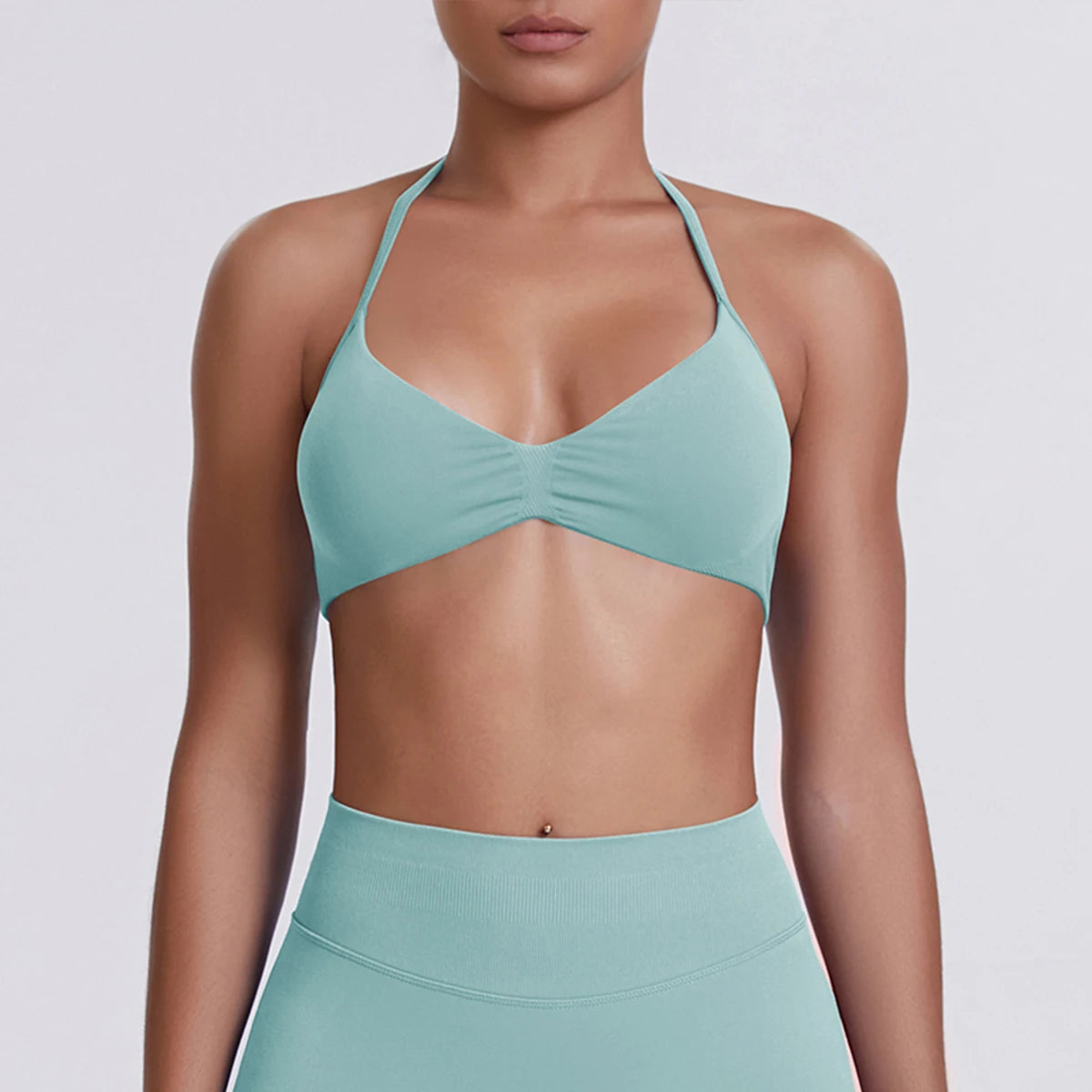 Sexy Neck Strap Bra for Woman Summer Breathable Backless Yoga Bra Women Fitness Solid Color Yoga Sports Bra Workout Top - Matrix-studios.com