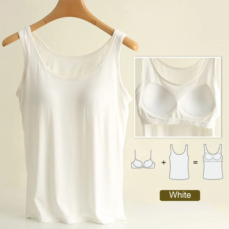 For 37-82kg Soft Modal Plus Size Tank Tops With Fixed Chest Pad For Women Integrated Wear-Free Underwear - Matrix-studios.com