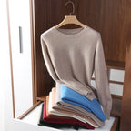 Women Slim O-Neck Pullover Cashmere Wool Blending Sweater Autumn And Winter Long-Sleeved Knit Bottoming Shirt Large Size 2024 - Matrix Studios