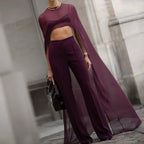Women Chiffon Capelet Sheer Mesh Bridal Cape Shawl Wraps Asymmetrical High Low Flowy Wedding Party Cover Up Poncho - Matrix Studios
