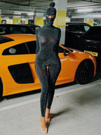 Women's Black Long Sleeve Backless Bodycon Jumpsuit Streetwear Romper Playsuit Solid Color Autumn Winter Fashion 2025 - Matrix Studios
