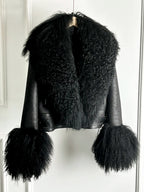 Janveny Luxury Natural Mongolian Sheep Fur Coat Women Winter Short Faux Leather Jacket Female Moto Biker Thick Outwear - Matrix Studios