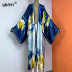 WINYI Summer New Fashion Print Women Cardigan Loose Long Dress Elegant Party Boho Maxi Beach Holiday Cover Up Kimonos Kaftan - Matrix Studios